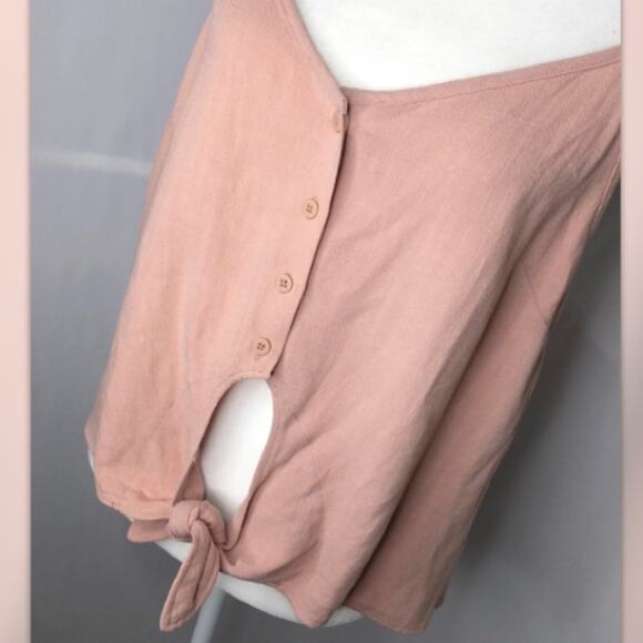 NWT top shop button tie front pink tank top - Picture 3 of 7